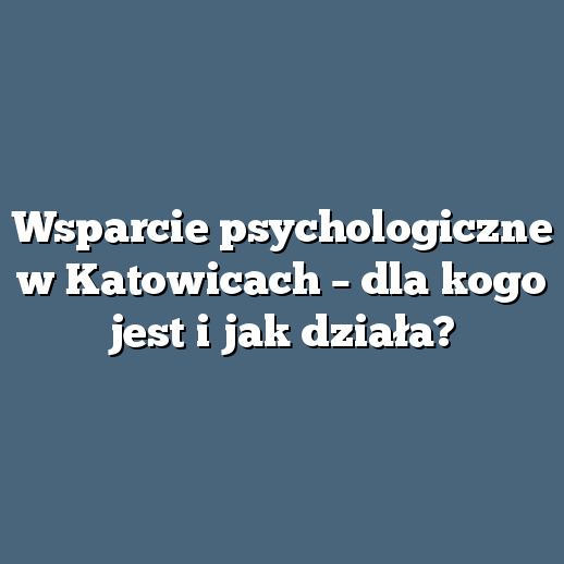 Wsparcie psychologiczne w Katowicach – dla kogo jest i jak działa?