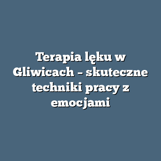 Terapia lęku w Gliwicach – skuteczne techniki pracy z emocjami