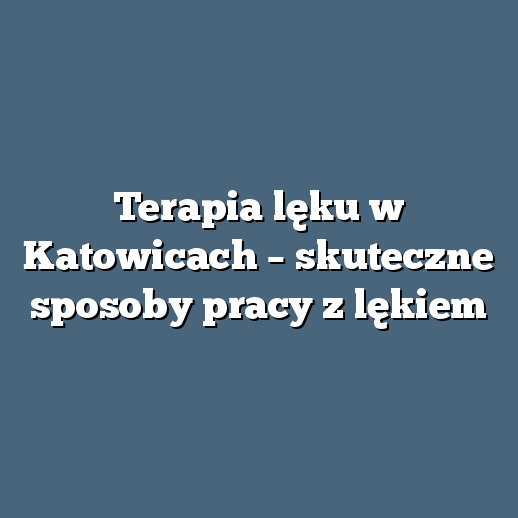 Terapia lęku w Katowicach – skuteczne sposoby pracy z lękiem