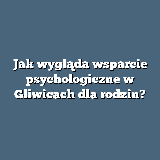 Jak wygląda wsparcie psychologiczne w Gliwicach dla rodzin?