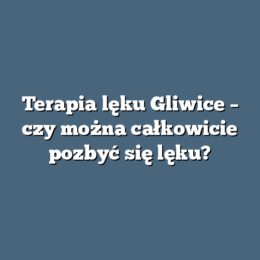 Terapia lęku Gliwice – czy można całkowicie pozbyć się lęku?